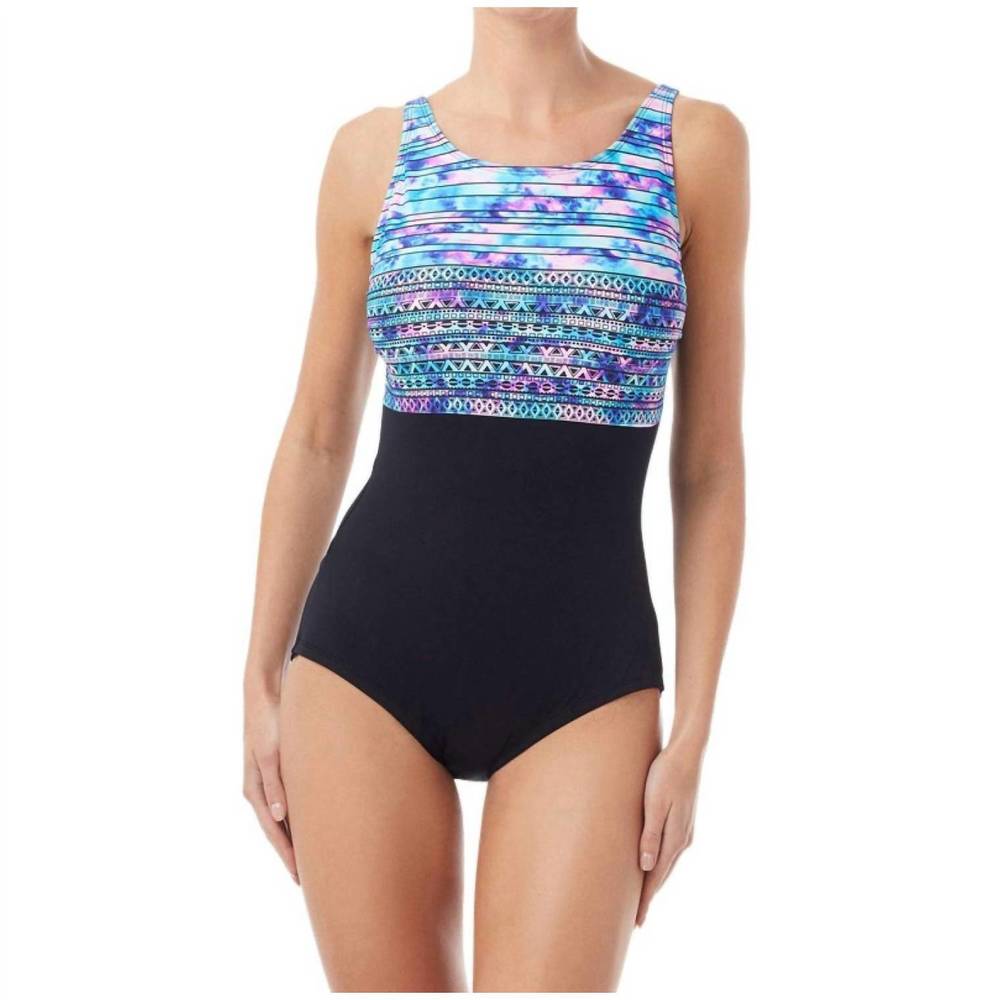 NEW GABAR speed stripe d-cup hydrofinity high neck one piece swimsuit in black